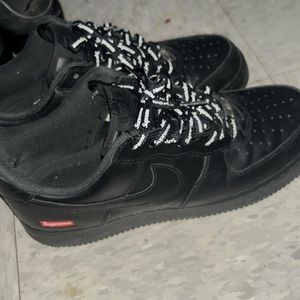 supreme black air force 1s